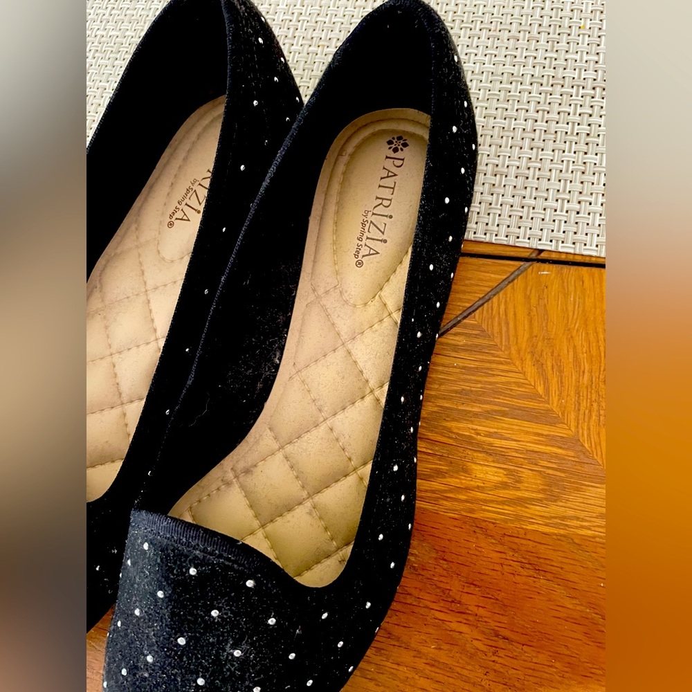 Black flats silver studs size 8